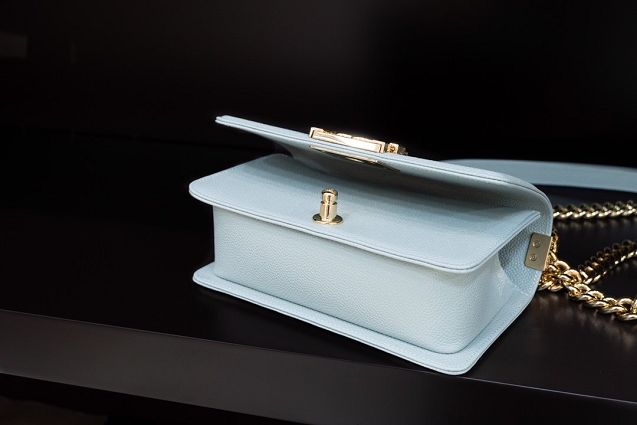 CC original customized grained calfskin boy handbag A67085 sky blue(smooth hardware)
