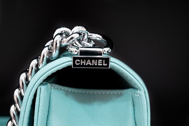 CC original customized grained calfskin boy handbag A67086-2 sky blue(smooth hardware)