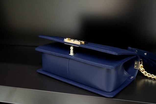 CC original customized lambskin small boy handbag A67085-2 navy blue(smooth hardware)