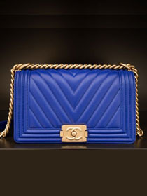 CC original customized lambskin boy handbag A67086-2 blue