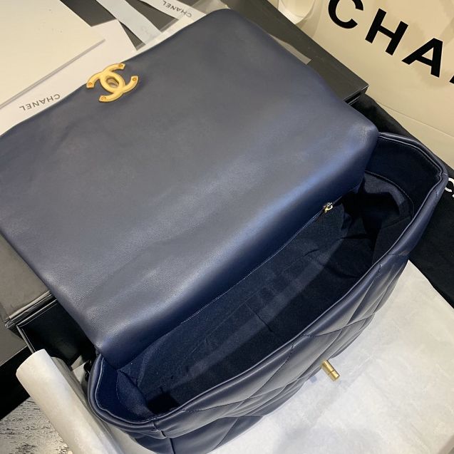 2020 CC original lambskin 19 maxi flap bag AS1162 navy blue