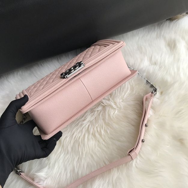 CC original grained calfskin large boy handbag 67087 pink