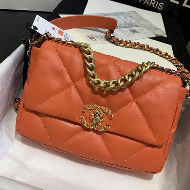 2020 CC original lambskin 19 flap bag AS1160 orange