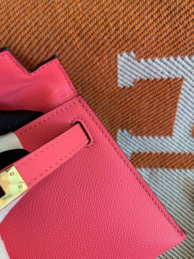 Hermes original epsom leather mini kelly 19 bag K0019 dark pink