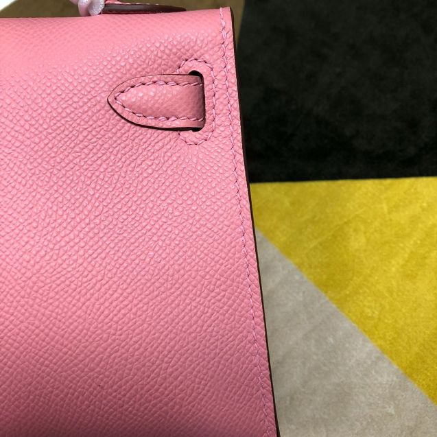 Hermes original epsom leather mini kelly 19 bag K0019 pink