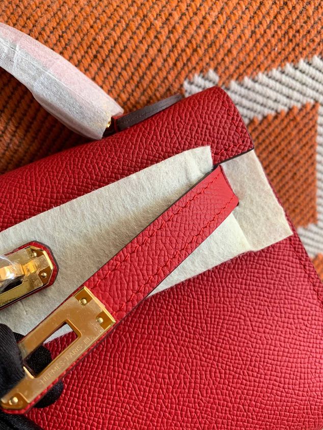 Hermes original epsom leather mini kelly 19 bag K0019 red