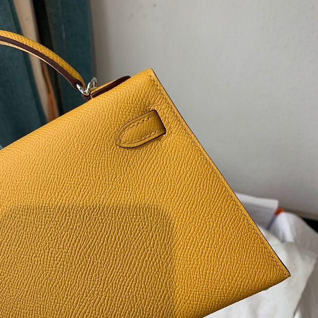 Hermes original epsom leather mini kelly 19 bag K0019 amber