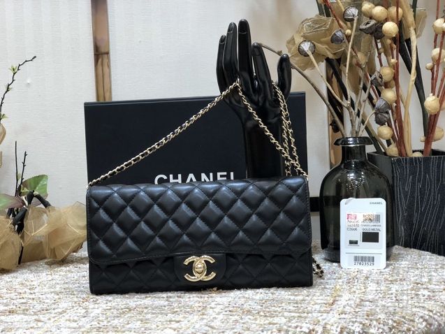 CC original lambskin chain clutch A50090 black