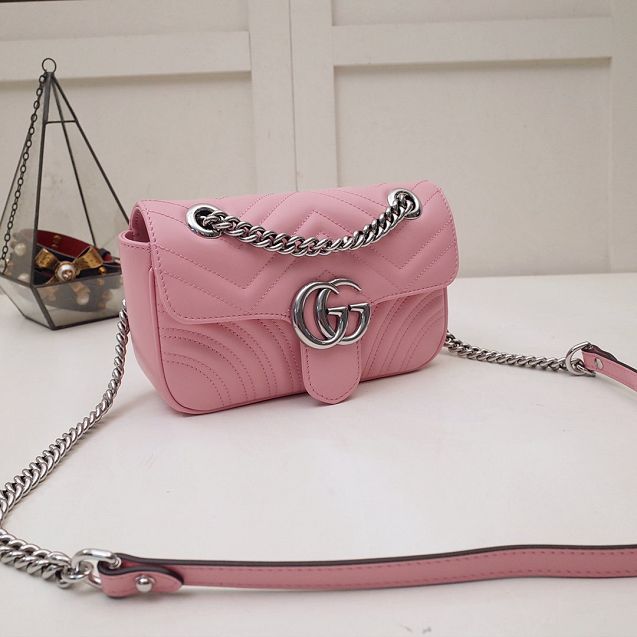 GG original calfskin marmont mini bag 446744 pink