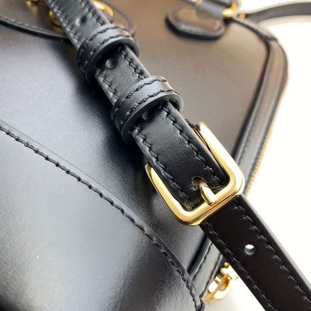 GG original calfskin horsebit 1955 small top handle bag 621220 black