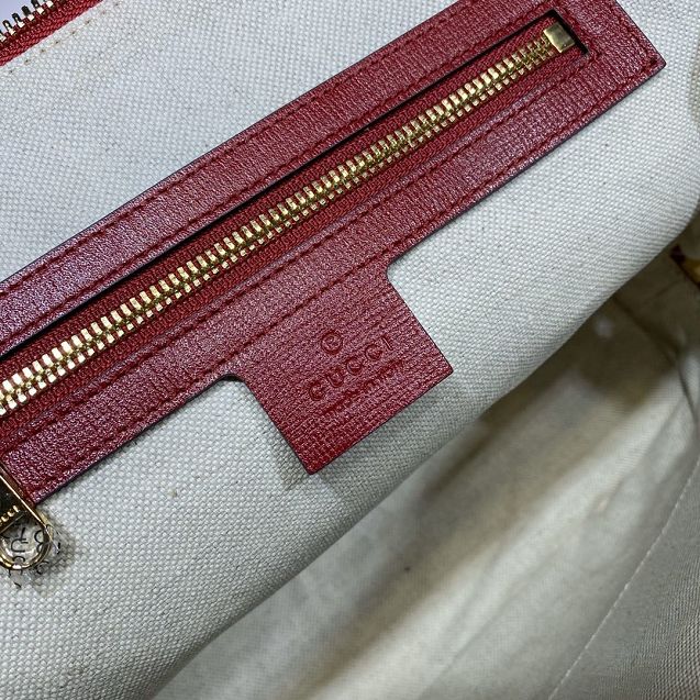  GG original canvas horsebit 1955 small top handle bag 621220 red