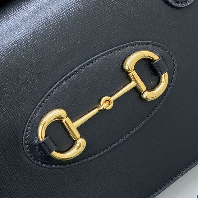  GG original calfskin horsebit 1955 small top handle bag 627323 black