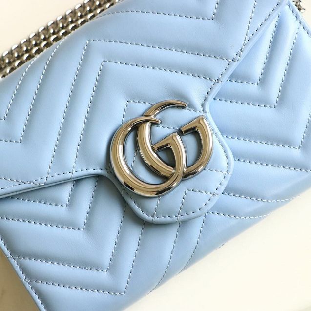 GG margaret original calfskin mini chain bag 474575 light blue