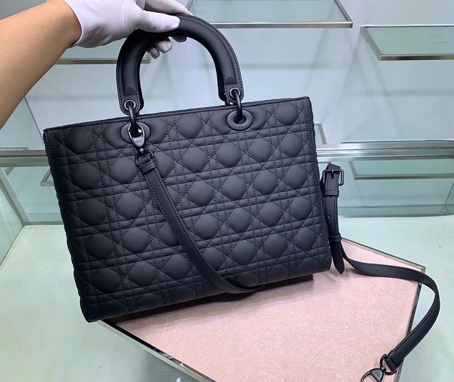 Dior original lambskin large lady dior ultra-matte bag M0566 black