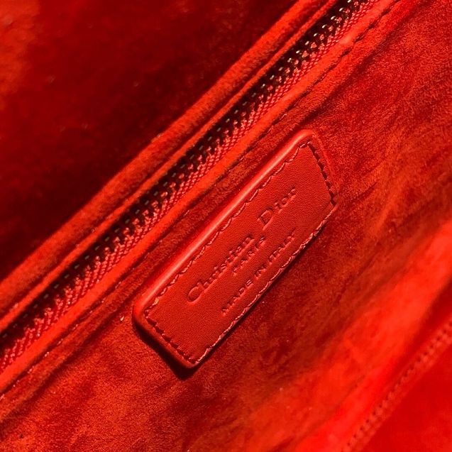 Dior original lambskin large lady dior ultra-matte bag M0566 red