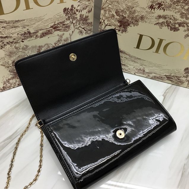 Dior original patent calfskin 30 montaigne pouch S2059 black