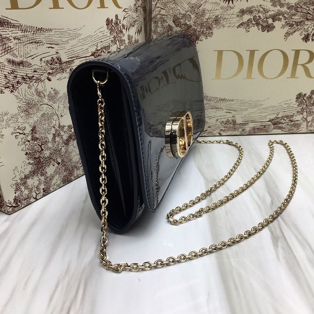Dior original patent calfskin 30 montaigne pouch S2059 navy blue