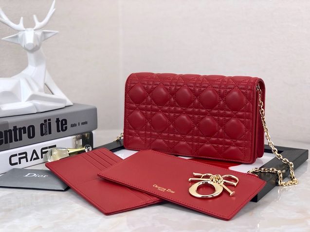 Lady dior original lambskin clutch S0204 red