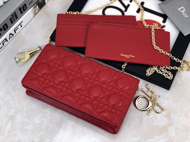 Lady dior original lambskin clutch S0204 red