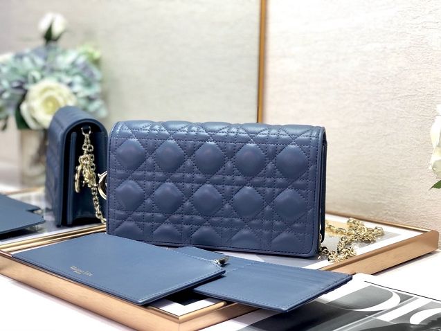 Lady dior original lambskin clutch S0204 royal blue