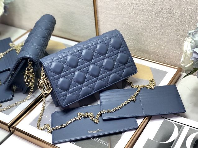 Lady dior original lambskin clutch S0204 royal blue