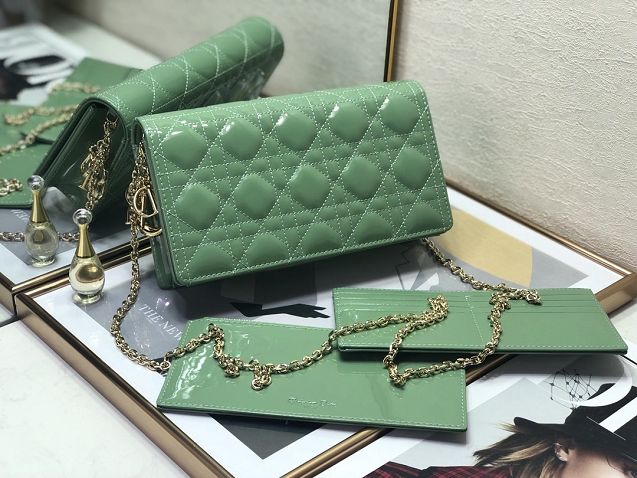 Lady dior original patent calfskin clutch S0204 avocado green