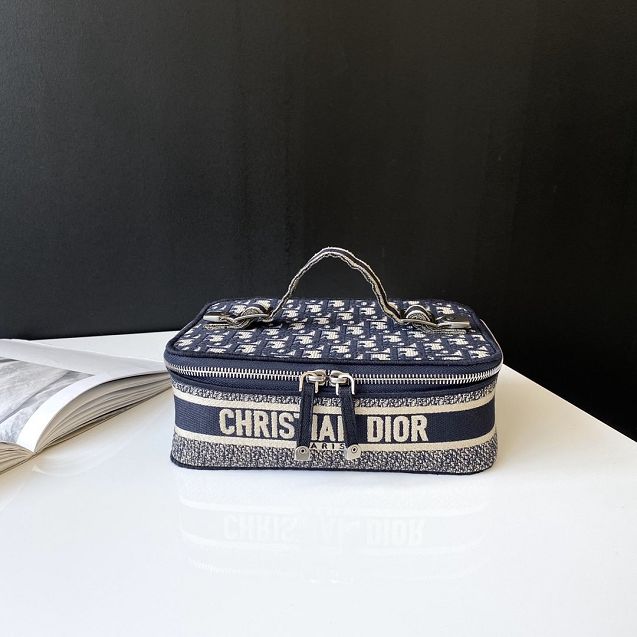 Dior original canvas small vanity case S5416 dark blue