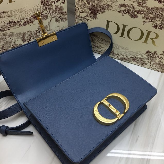 Dior original grained calfskin 30 montaigne bag M9203 dark blue