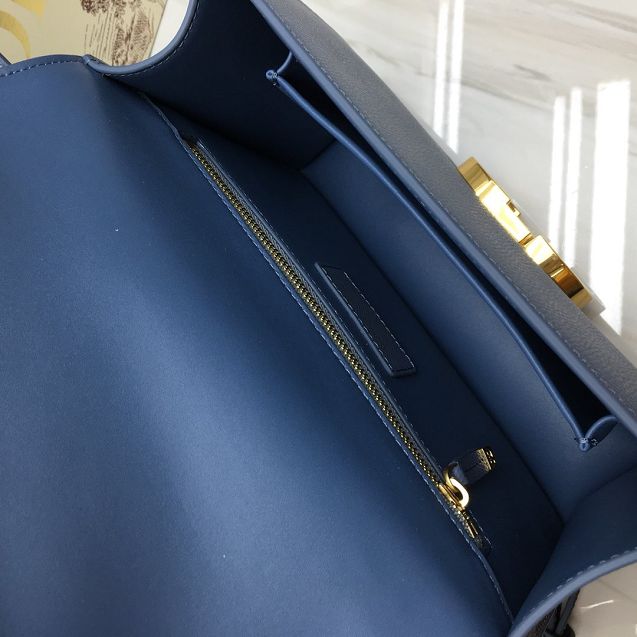 Dior original grained calfskin 30 montaigne bag M9203 dark blue