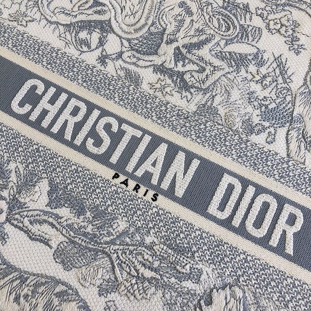 Dior original canvas book tote bag M1286 light grey tiger
