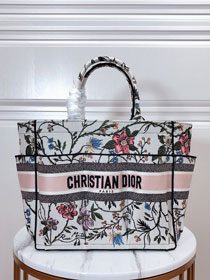 Dior original canvas large book tote bag M1290 pink&white