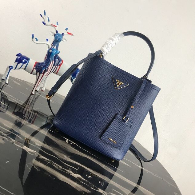 Prada original saffiano leather medium panier bag 1BA212 blue