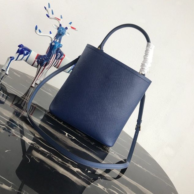 Prada original saffiano leather medium panier bag 1BA212 blue