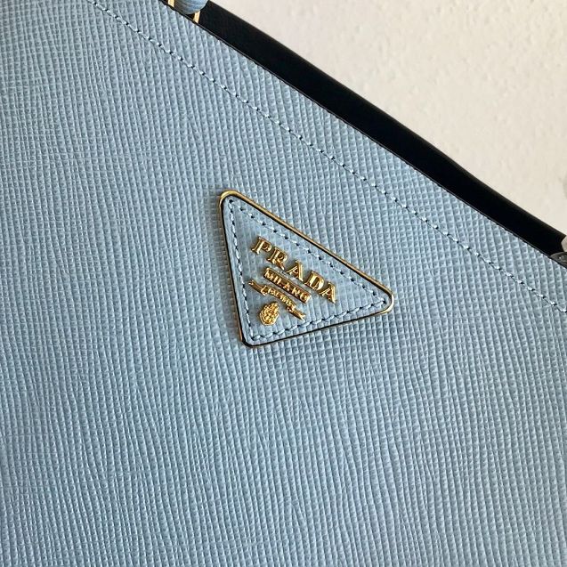 Prada original saffiano leather medium panier bag 1BA212 light blue