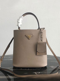 Prada original saffiano leather medium panier bag 1BA212 light grey