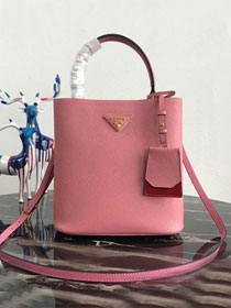 Prada original saffiano leather medium panier bag 1BA212 pink
