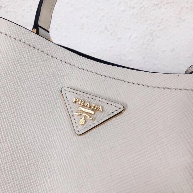 Prada original saffiano leather medium panier bag 1BA212 white
