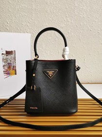 Prada original saffiano leather small panier bag 1BA217 black
