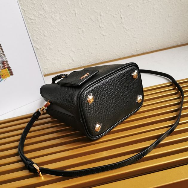 Prada original saffiano leather small panier bag 1BA217 black