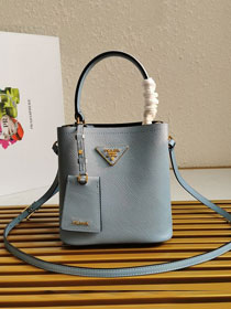 Prada original saffiano leather small panier bag 1BA217 light blue