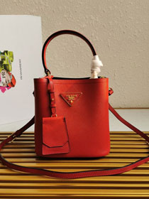 Prada original saffiano leather small panier bag 1BA217 red