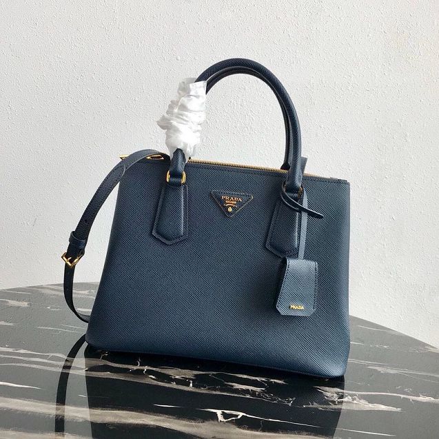 Prada original galleria saffiano leather medium tote bag 1BA232 dark blue