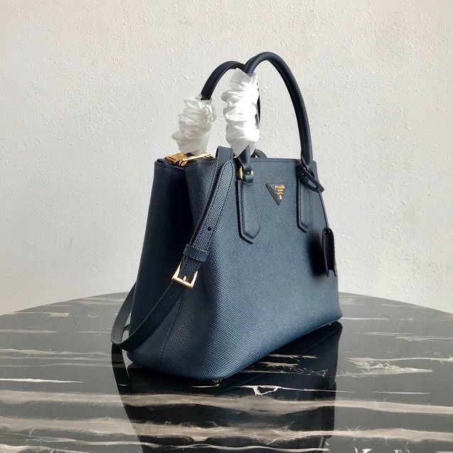 Prada original galleria saffiano leather medium tote bag 1BA232 dark blue