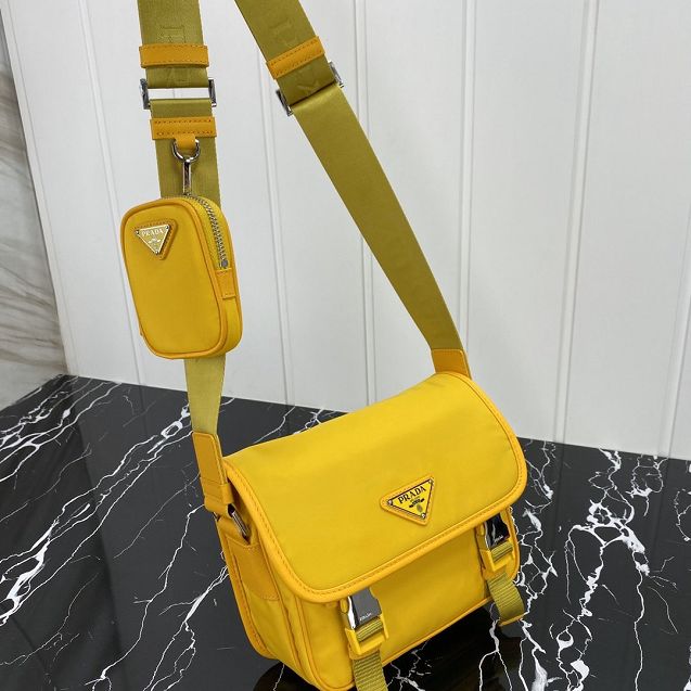 Prada original nylon shoulder bag 2VD034 yellow