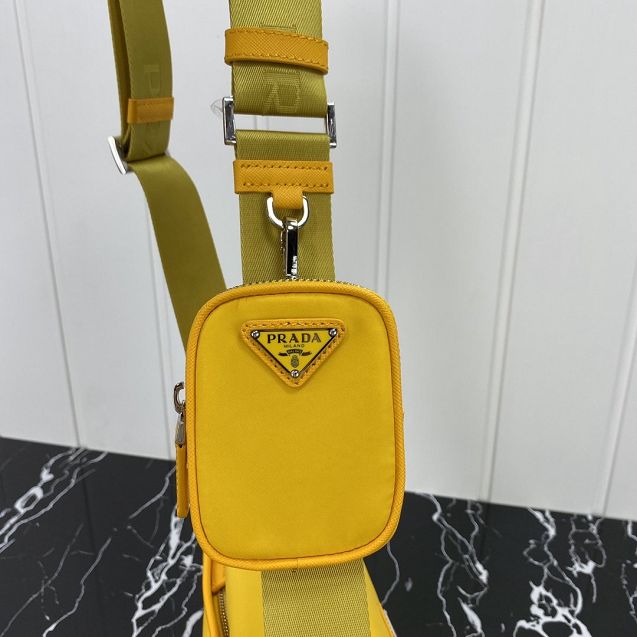 Prada original nylon shoulder bag 2VD034 yellow