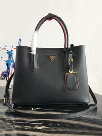 Prada original saffiano leather medium double bag 1BG2775 black