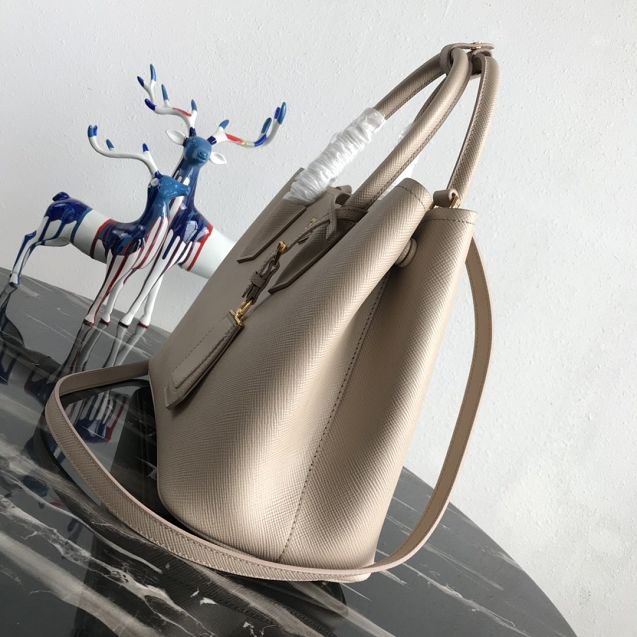 Prada original saffiano leather medium double bag 1BG2775 nude