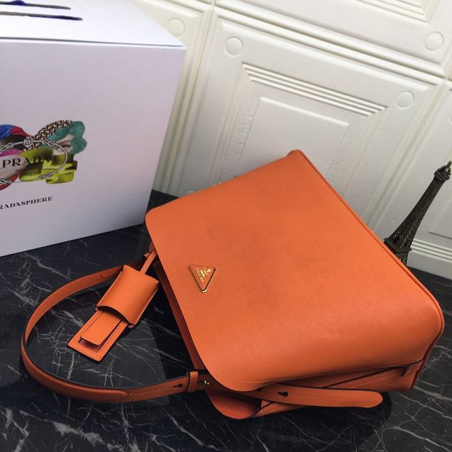 Prada original saffiano leather matinee handbag 1BA249 orange