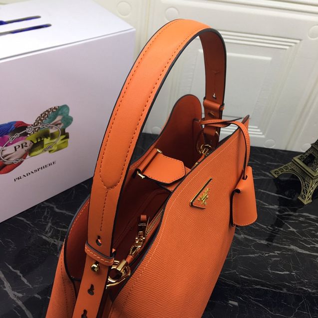 Prada original saffiano leather matinee handbag 1BA249 orange