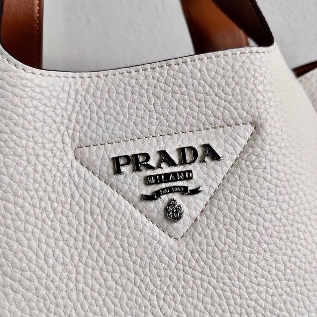 Prada original grained calfskin handbag 1BG335 white